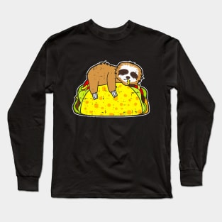 Funny Sloth Tacos Tuesday Cinco De Mayo Long Sleeve T-Shirt